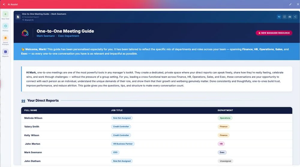 AI Assist — one-to-one meeting guide