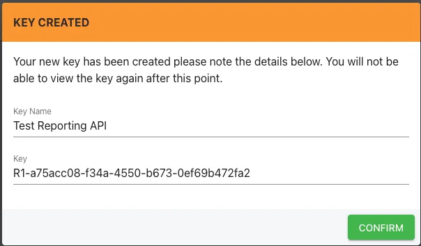 Screenshot from the StaffCircle platform: 3.1 API Key