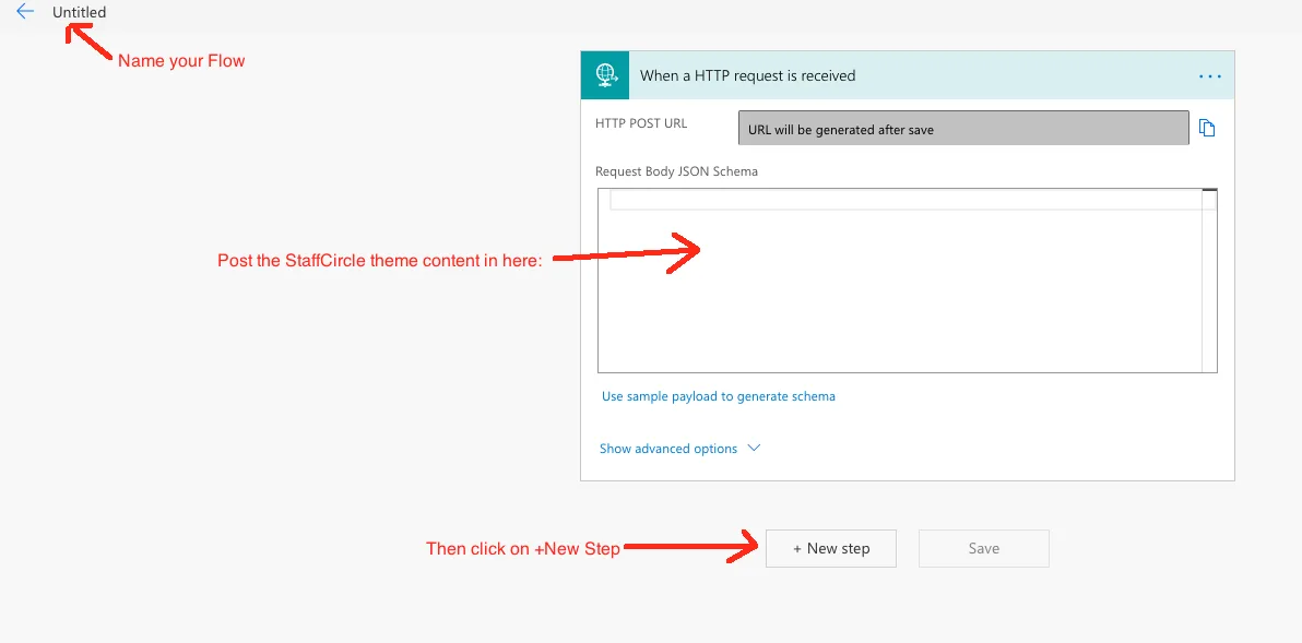 Screenshot from the StaffCircle platform: 7.1 Using Web-hooks with Power Automate (Microsoft Flow)