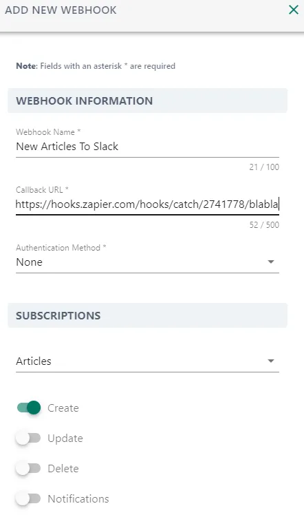 Screenshot from the StaffCircle platform: 7.2 Zapier