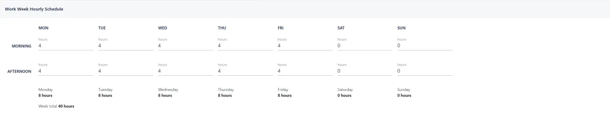 Screenshot from the StaffCircle platform: Absence Settings: Company Settings