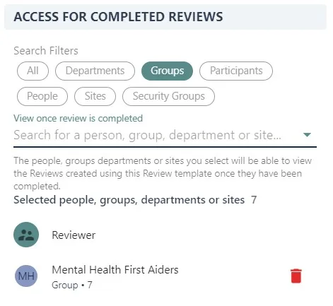 Screenshot from the StaffCircle platform: Access For Completed Reviews