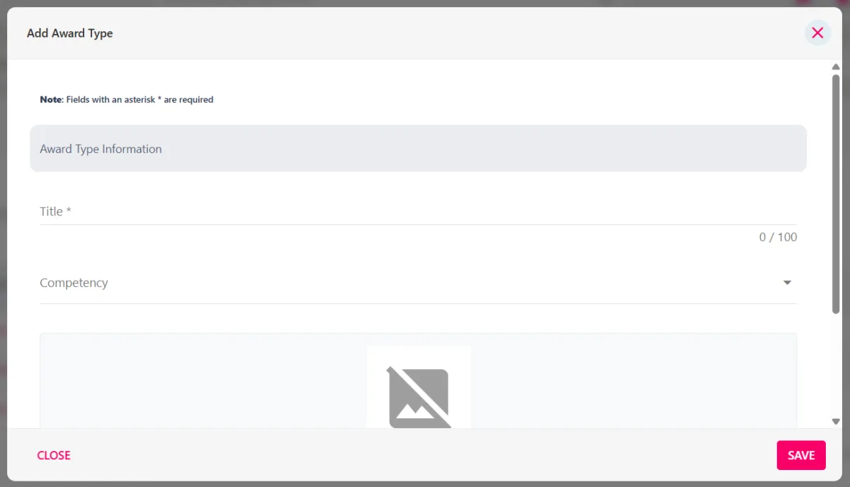 Screenshot from the StaffCircle platform: Add an Award Type