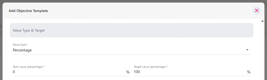 Screenshot from the StaffCircle platform: Add an Objective Template