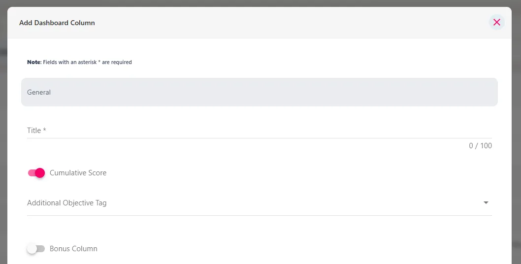Screenshot from the StaffCircle platform: Add and Configure the Objectives Leaderboard