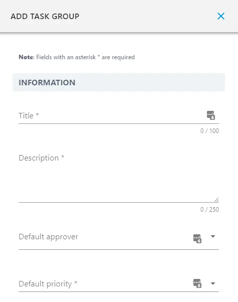 Screenshot from the StaffCircle platform: Add or Edit a Task Group