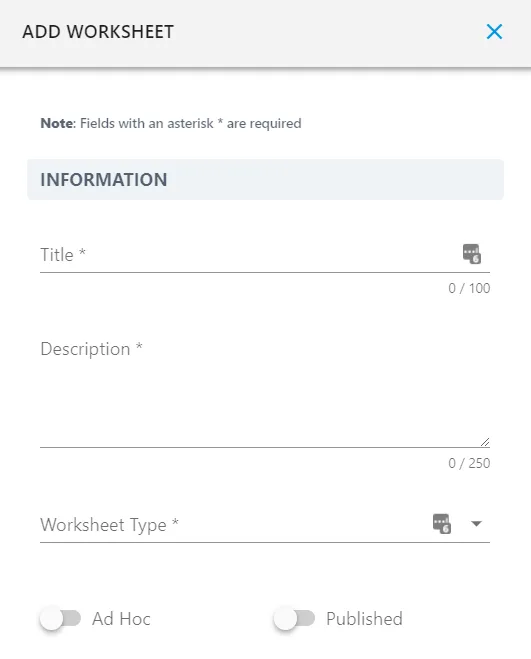 Screenshot from the StaffCircle platform: Add or Edit a Worksheet