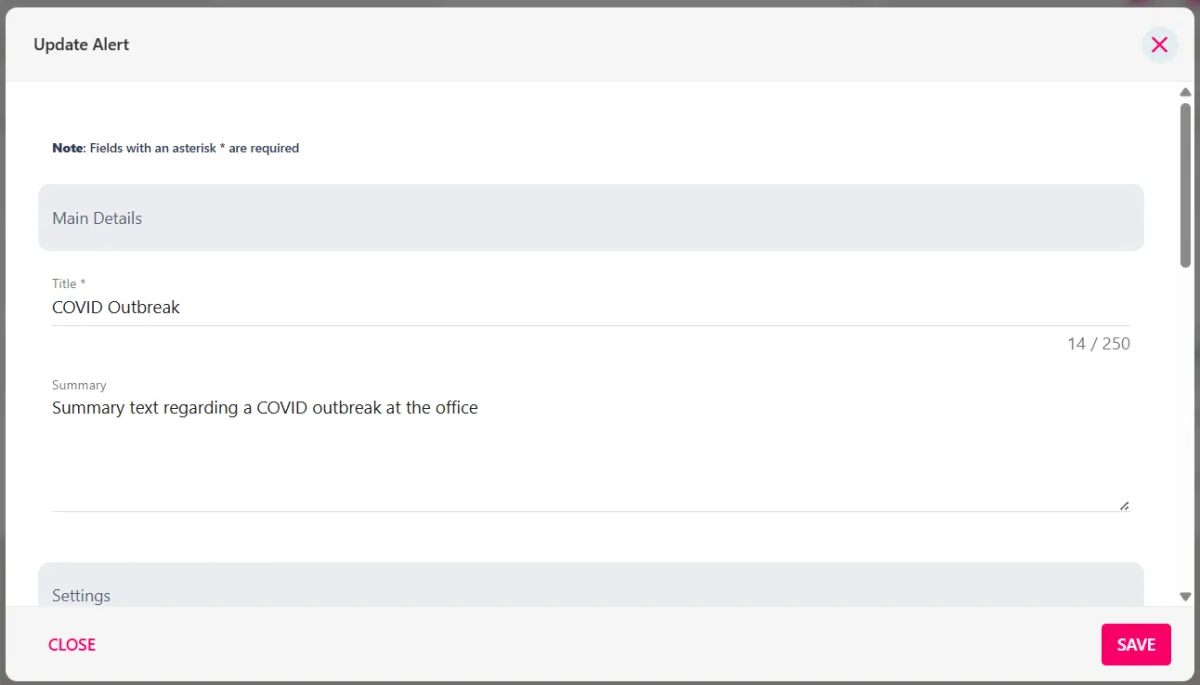 Screenshot from the StaffCircle platform: Alerts: Configure