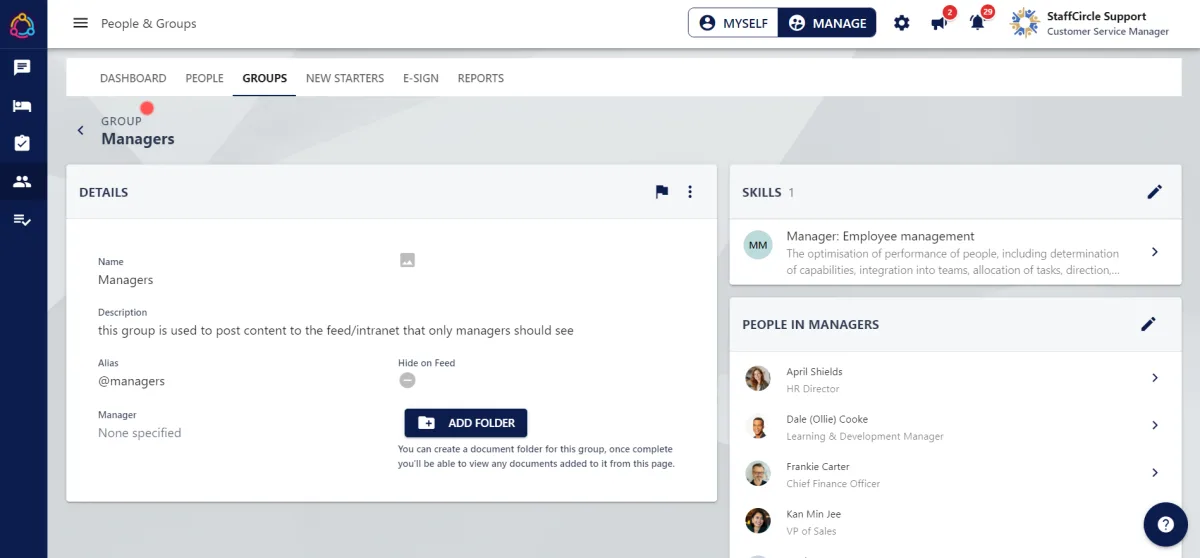 Screenshot from the StaffCircle platform: Assign a Skill to a Group