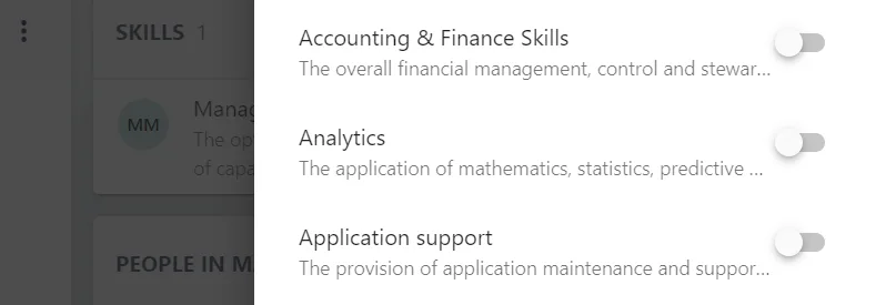 Screenshot from the StaffCircle platform: Assign a Skill to a Group