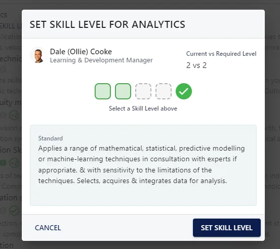 Screenshot from the StaffCircle platform: Assign a Skill to a Person