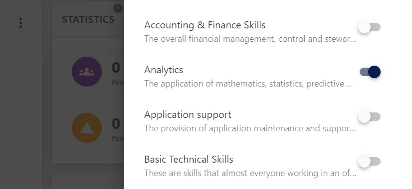 Screenshot from the StaffCircle platform: Assigning a Skill to a Role