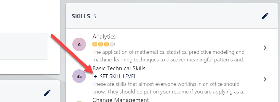 Screenshot from the StaffCircle platform: Assigning a Skill to a Role