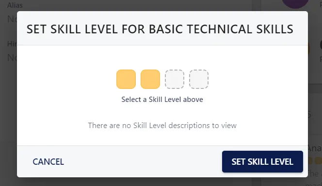 Screenshot from the StaffCircle platform: Assigning a Skill to a Role