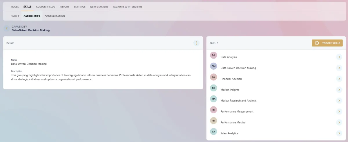 Screenshot from the StaffCircle platform: Capabilities