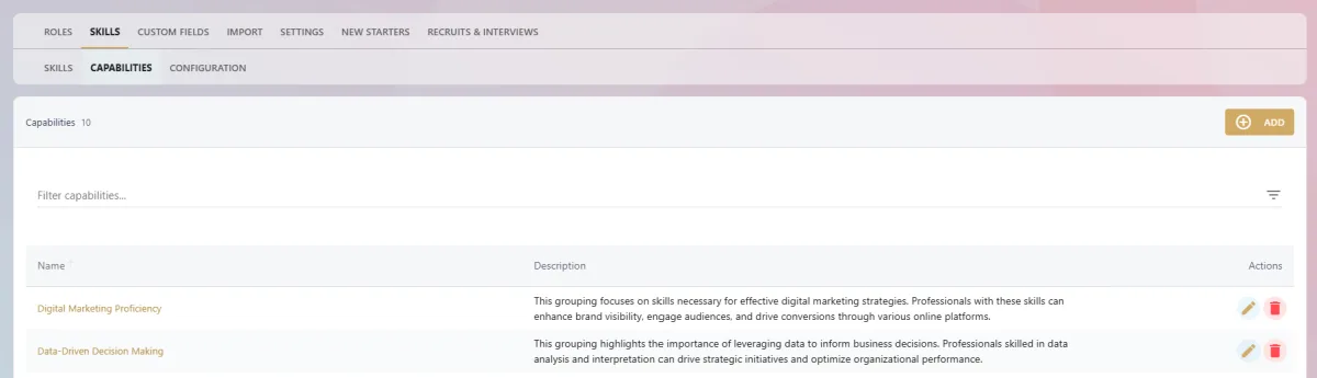 Screenshot from the StaffCircle platform: Capabilities