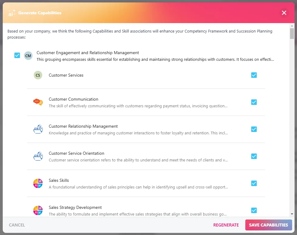 Screenshot from the StaffCircle platform: Capabilities & Behavioural Skills v.1.44.0