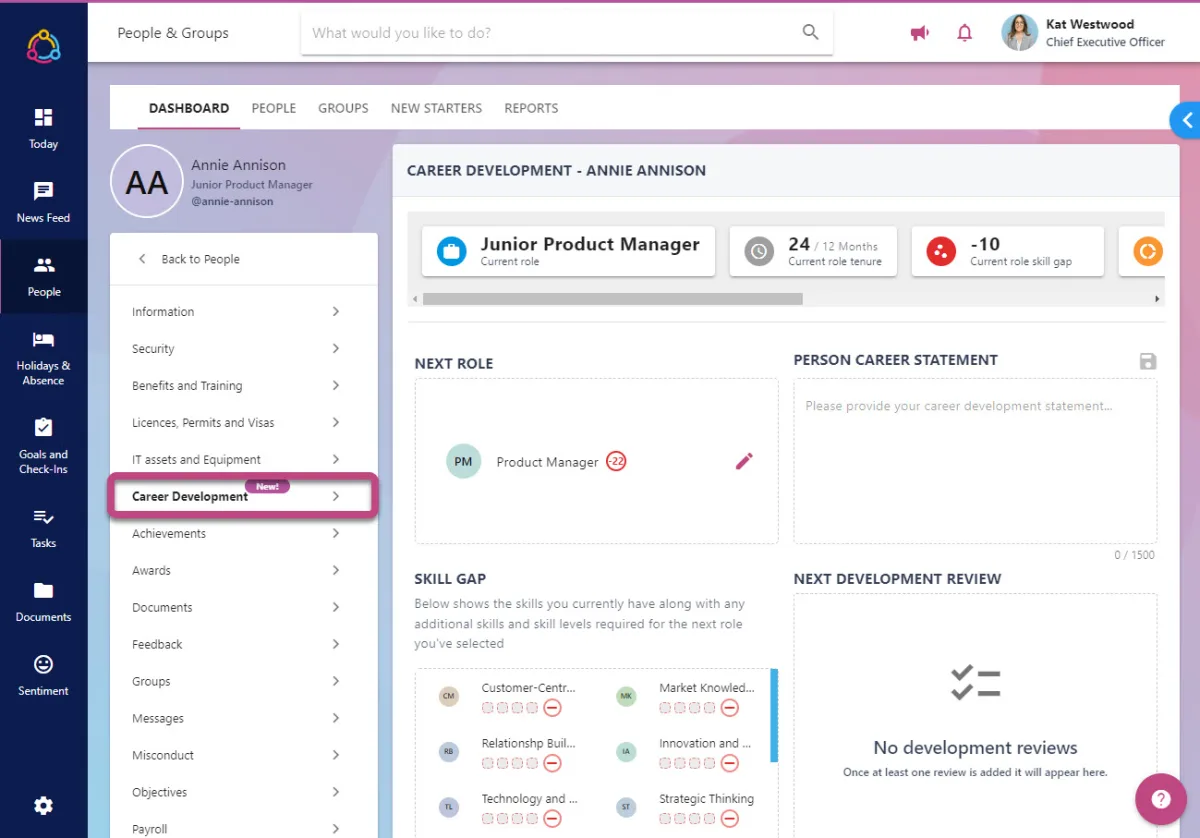 StaffCircle screenshot: 2 careerdevplan SOY