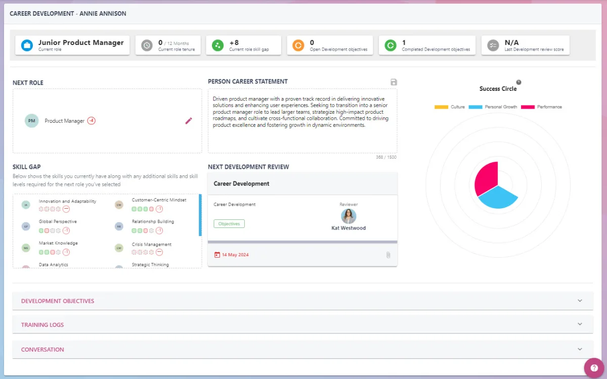 StaffCircle screenshot: 7 careerdevplan QL4