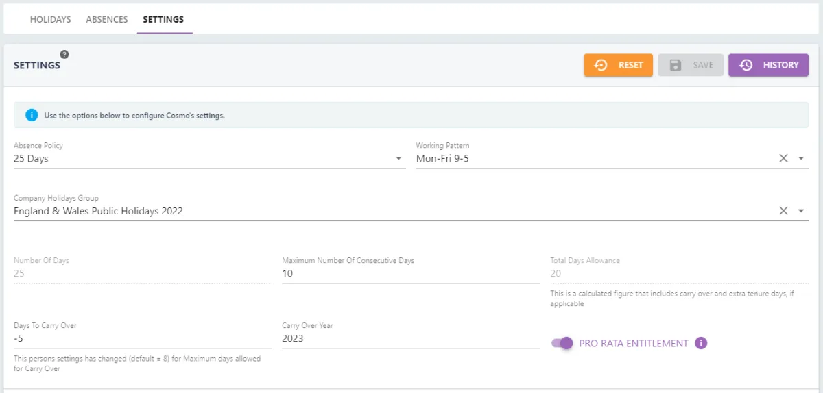 Screenshot from the StaffCircle platform: Company Holidays: Assign to an Employee