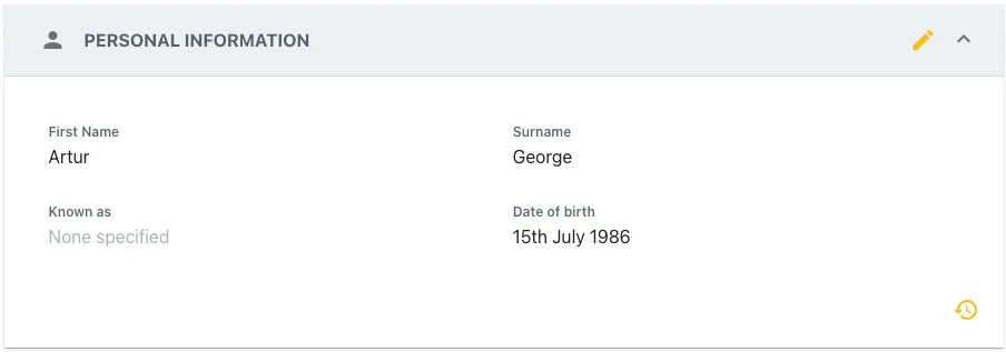 Screenshot from the StaffCircle platform: Contact Record Information