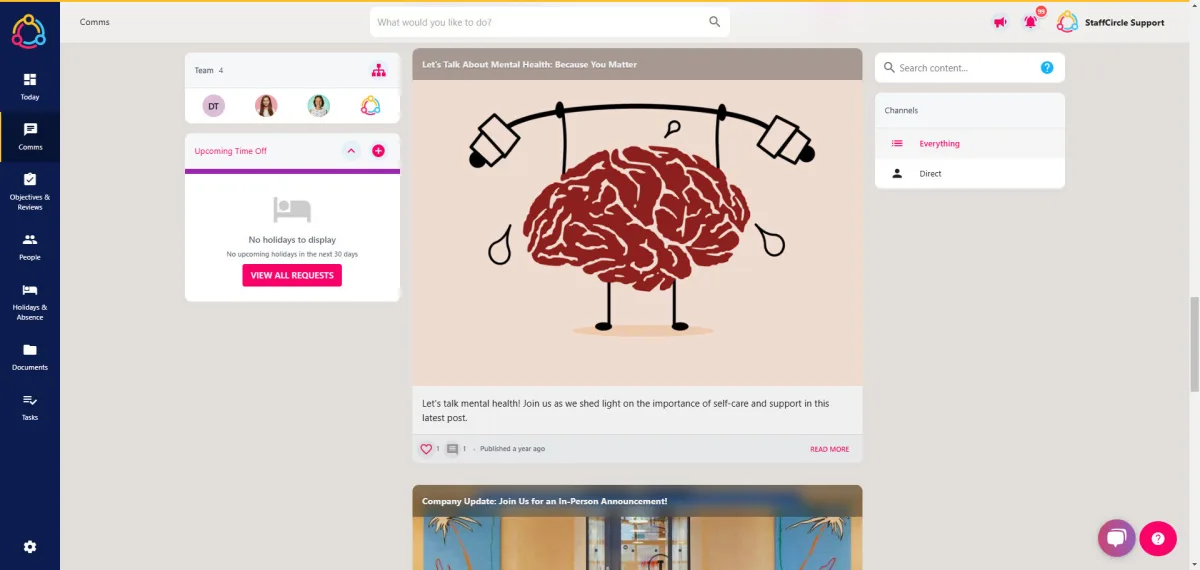 StaffCircle screenshot: staffcircle university employee comms create content 1