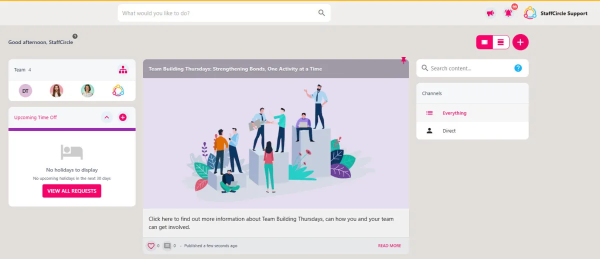 StaffCircle screenshot: staffcircle university employee comms create content 10