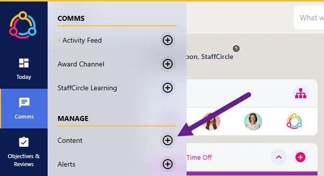 StaffCircle screenshot: staffcircle university employee comms create content 11