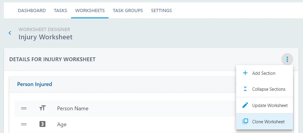 Screenshot from the StaffCircle platform: Controlling worksheet versions