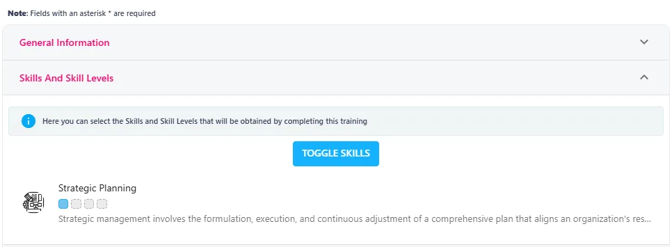 Screenshot from the StaffCircle platform: Courses: Add