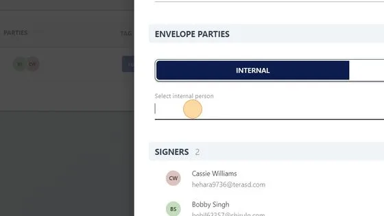 Screenshot from the StaffCircle platform: Create & Send E-Sign Envelope