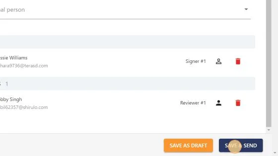 Screenshot from the StaffCircle platform: Create & Send E-Sign Envelope