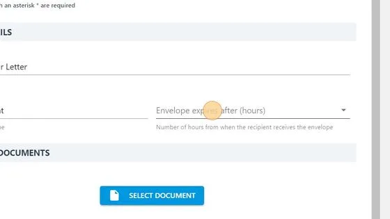 Screenshot from the StaffCircle platform: Create & Send E-Sign Envelope