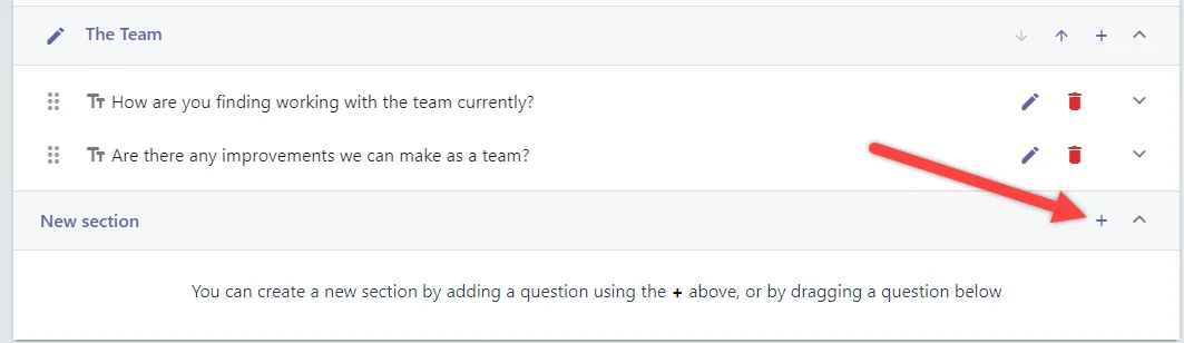 Screenshot from the StaffCircle platform: Creating Feedback Questions