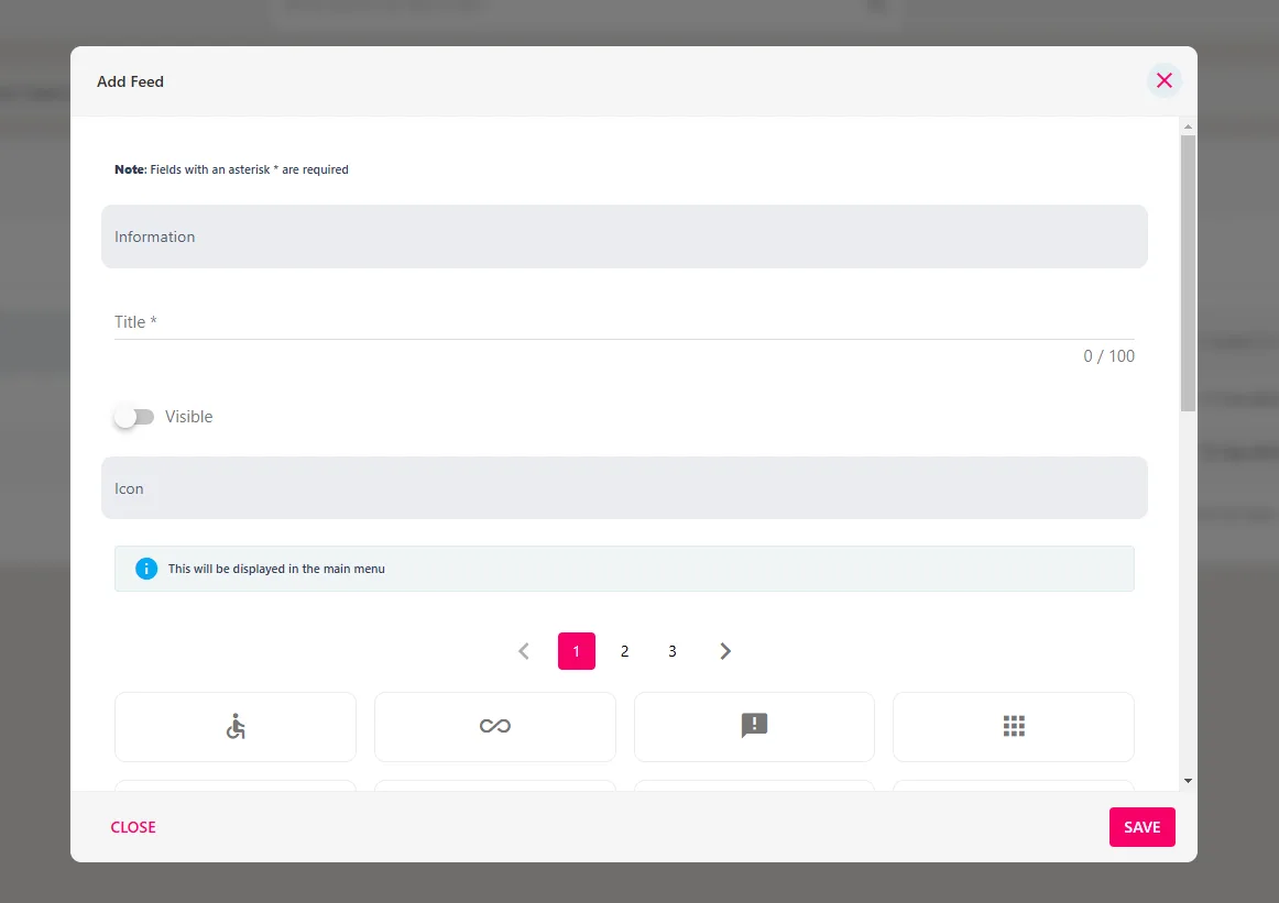 Screenshot from the StaffCircle platform: Custom Feeds: Add