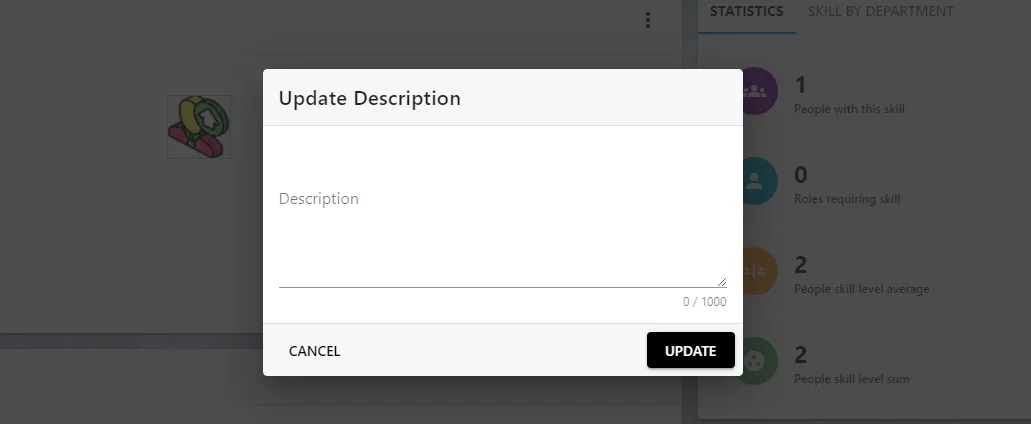 Screenshot from the StaffCircle platform: Defining Skill Levels