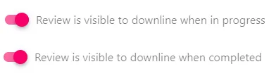 StaffCircle screenshot: Downline Review Visibility Toggles jco