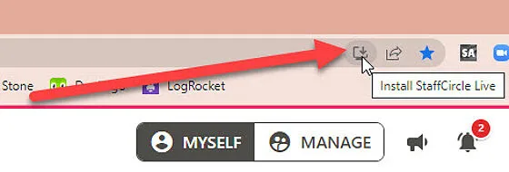 Screenshot from the StaffCircle platform: Downloading StaffCircle as a Desktop App (PWA) for Windows so you can auto start on boot up