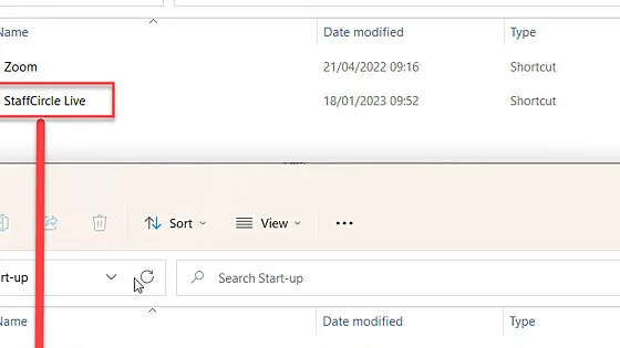 Screenshot from the StaffCircle platform: Downloading StaffCircle as a Desktop App (PWA) for Windows so you can auto start on boot up