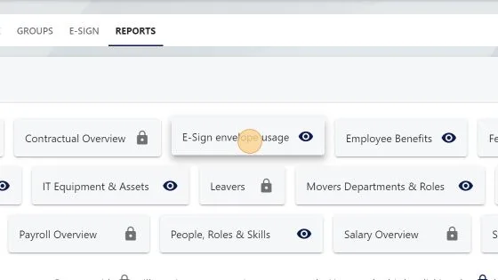 Screenshot from the StaffCircle platform: E-Sign Envelope Usage Report