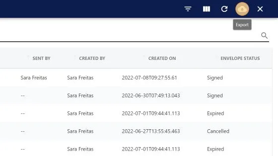 Screenshot from the StaffCircle platform: E-Sign Envelope Usage Report