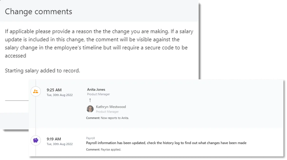 Screenshot from the StaffCircle platform: Employee Timeline v.1.27.0