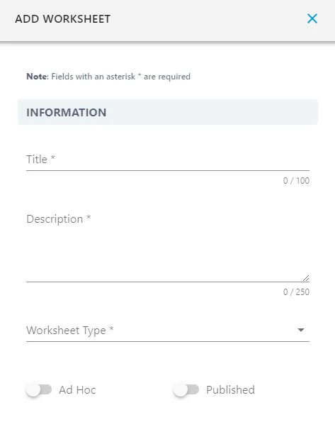 Screenshot from the StaffCircle platform: Enabling a worksheet to be created ad-hoc