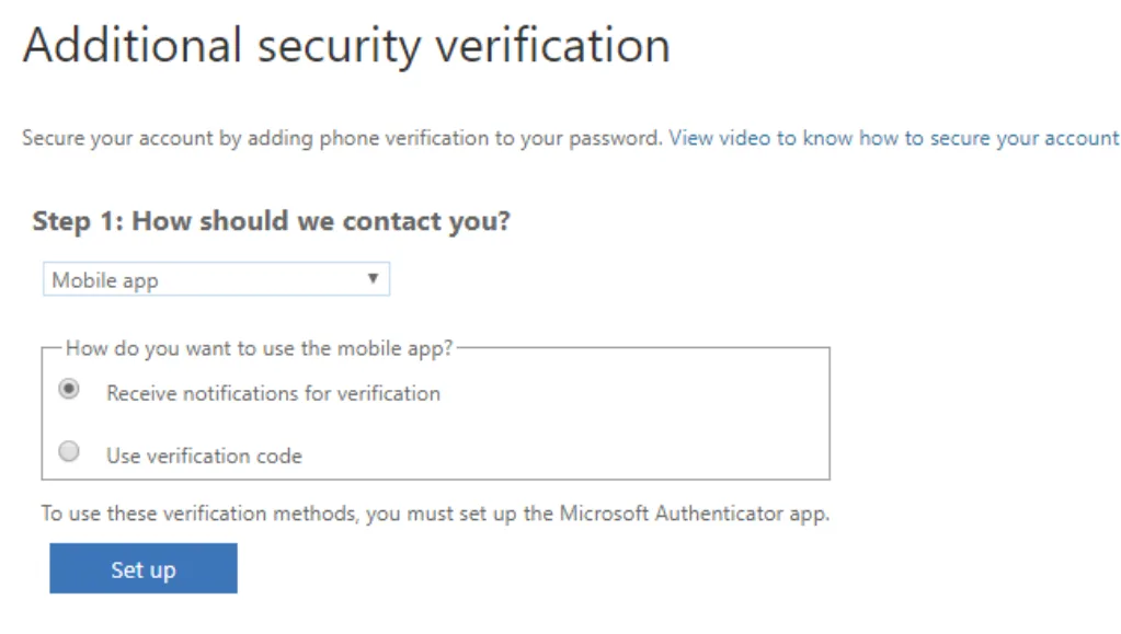 Screenshot from the StaffCircle platform: Enabling Two Factor Authentication (2FA) using Office 365