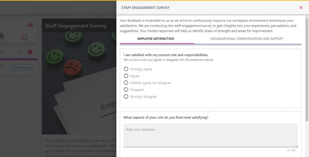 Screenshot from the StaffCircle platform: Engagement Surveys: Overview