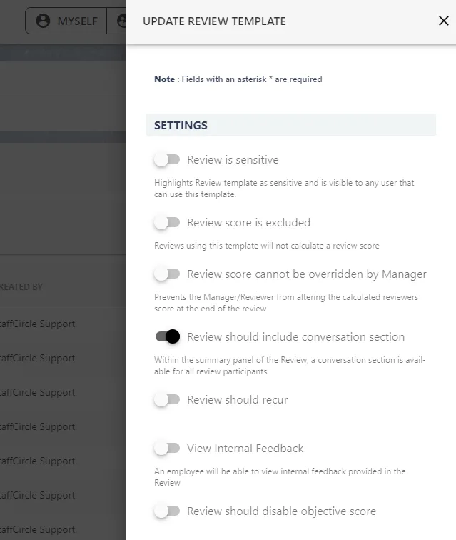 Screenshot from the StaffCircle platform: FAQ: What contributes to the Review Score