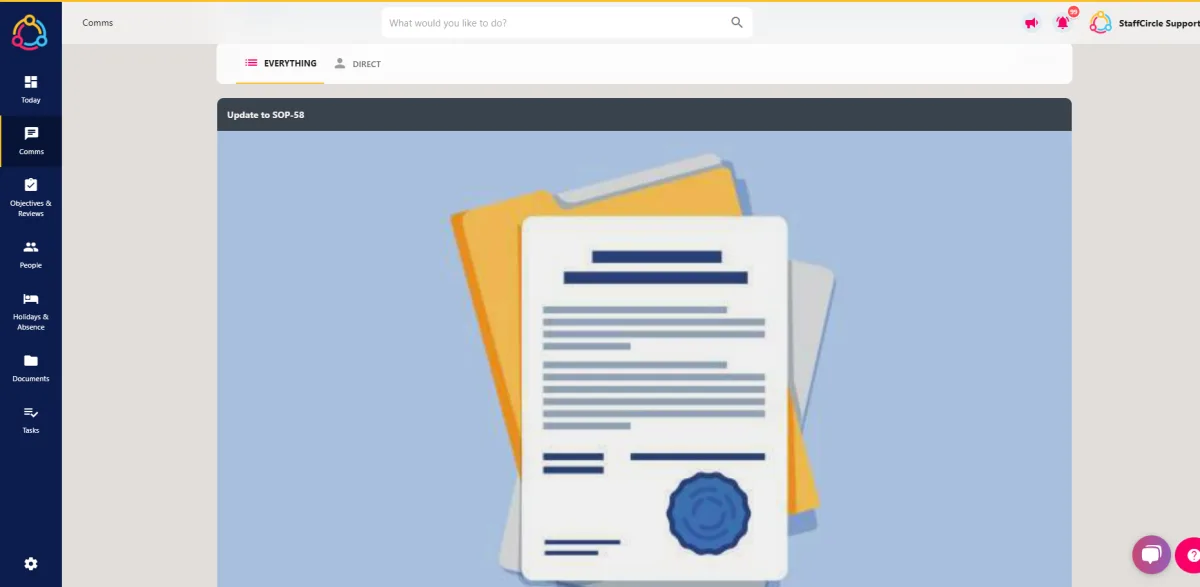 Screenshot from the StaffCircle platform: Feed View Options