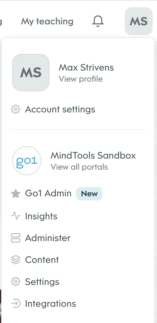Screenshot from the StaffCircle platform: GO1 LMS Connector
