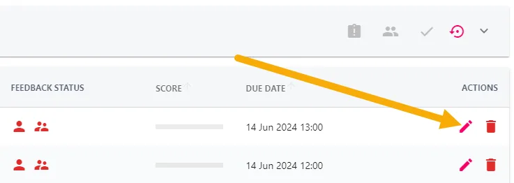 Screenshot from the StaffCircle platform: How can I change the date of a review?