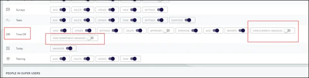 Screenshot from the StaffCircle platform: How can I enable employees to see Company and Department holidays within the calendar